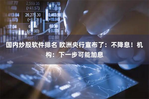 国内炒股软件排名 欧洲央行宣布了：不降息！机构：下一步可能加息